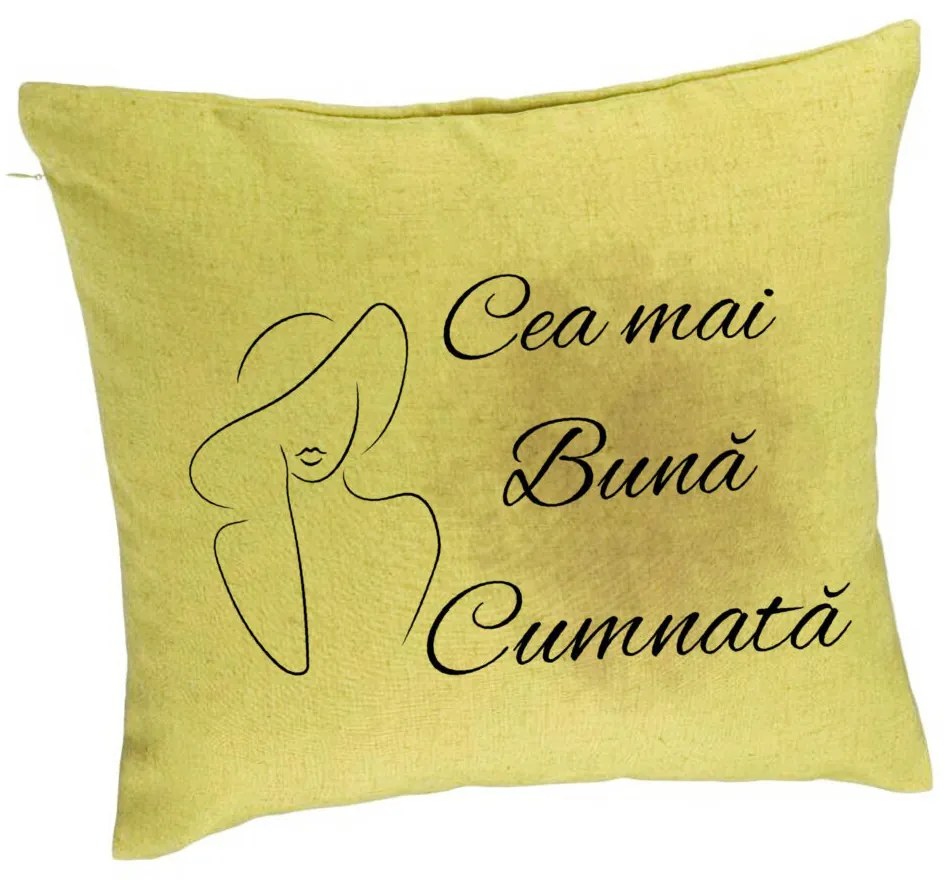 Perna Decorativa pentru Cumnata 1, 40x40 cm, Verde, Husa Detasabila, Burduf