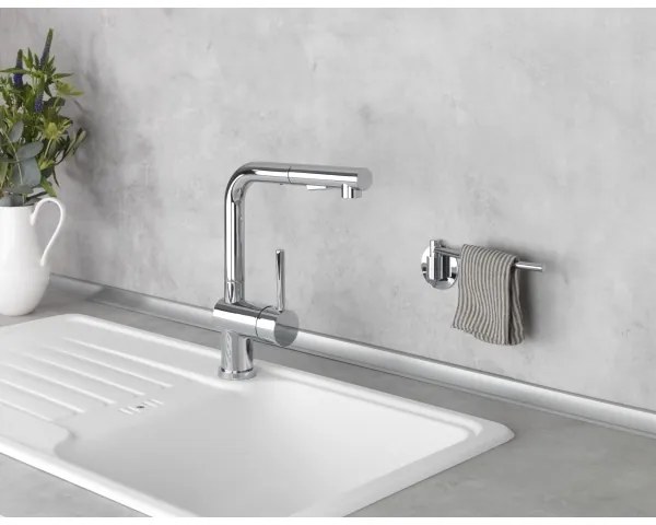 WENKO 5639100 - Suport pentru prosoape de bucătărie TURBO-LOC KÜCHE, 23 x 6,5 cm, inox/argintiu
