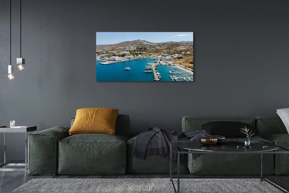 Tablouri canvas Grecia Coasta de oraș de munte