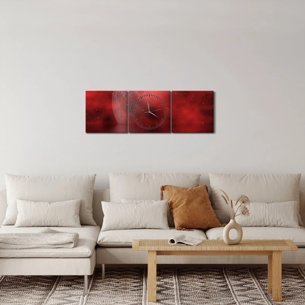 Tablou - Luna pe nivelul apei (cu ceas) (90x30 cm)