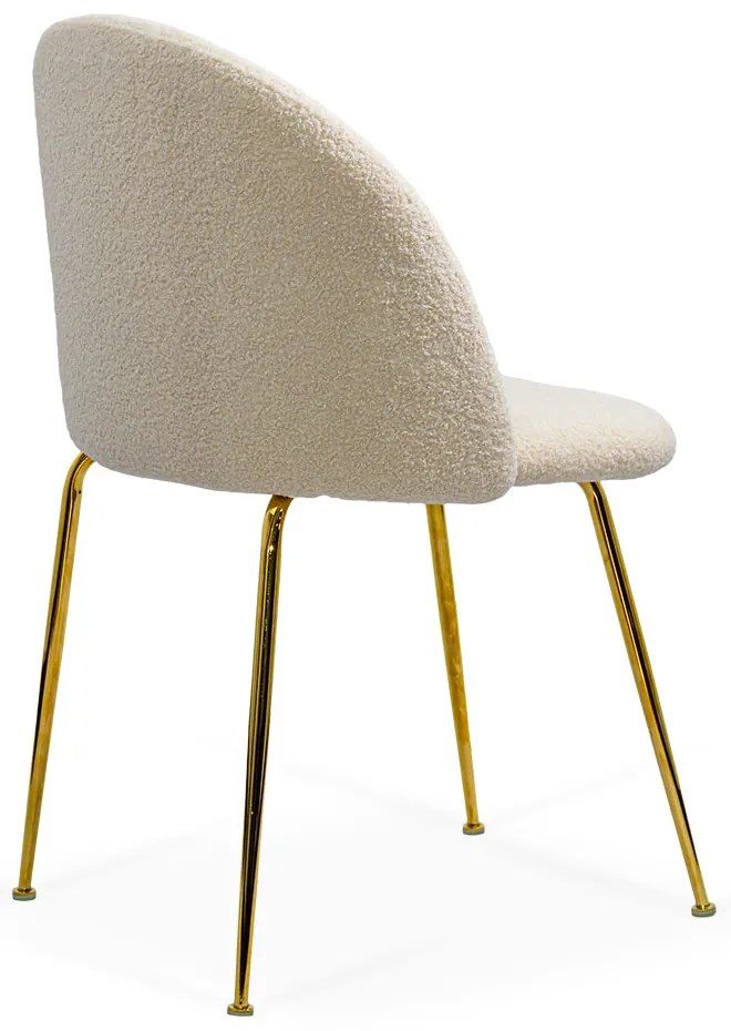 Scaune living bej din boucle cu cadru metalic auriu BUC 284