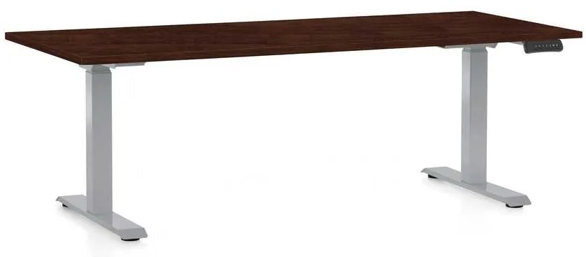 Masă înălțime reglabilă OfficeTech D, 180 x 80 cm, picioare gri, wenge