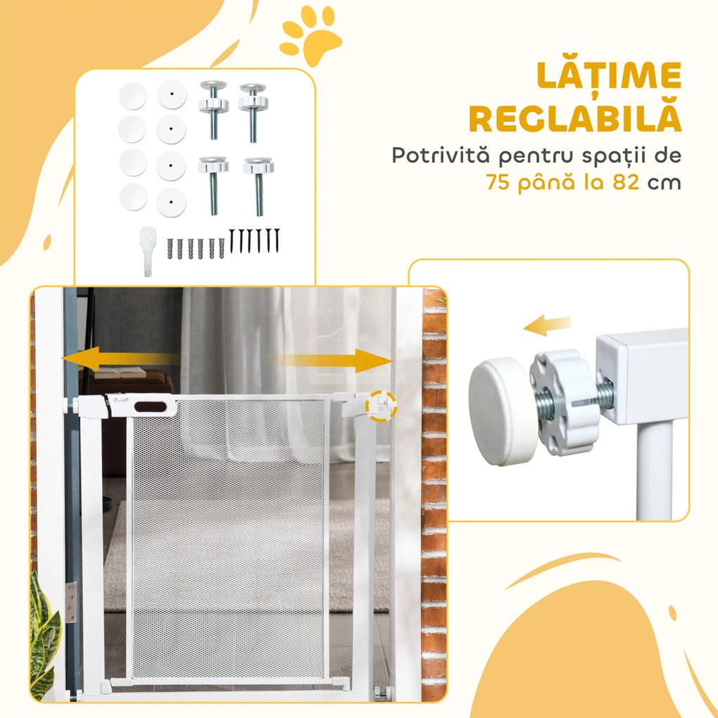 PawHut Poarta Siguranta Reglabila 75‑103 cm | Aosom Romania