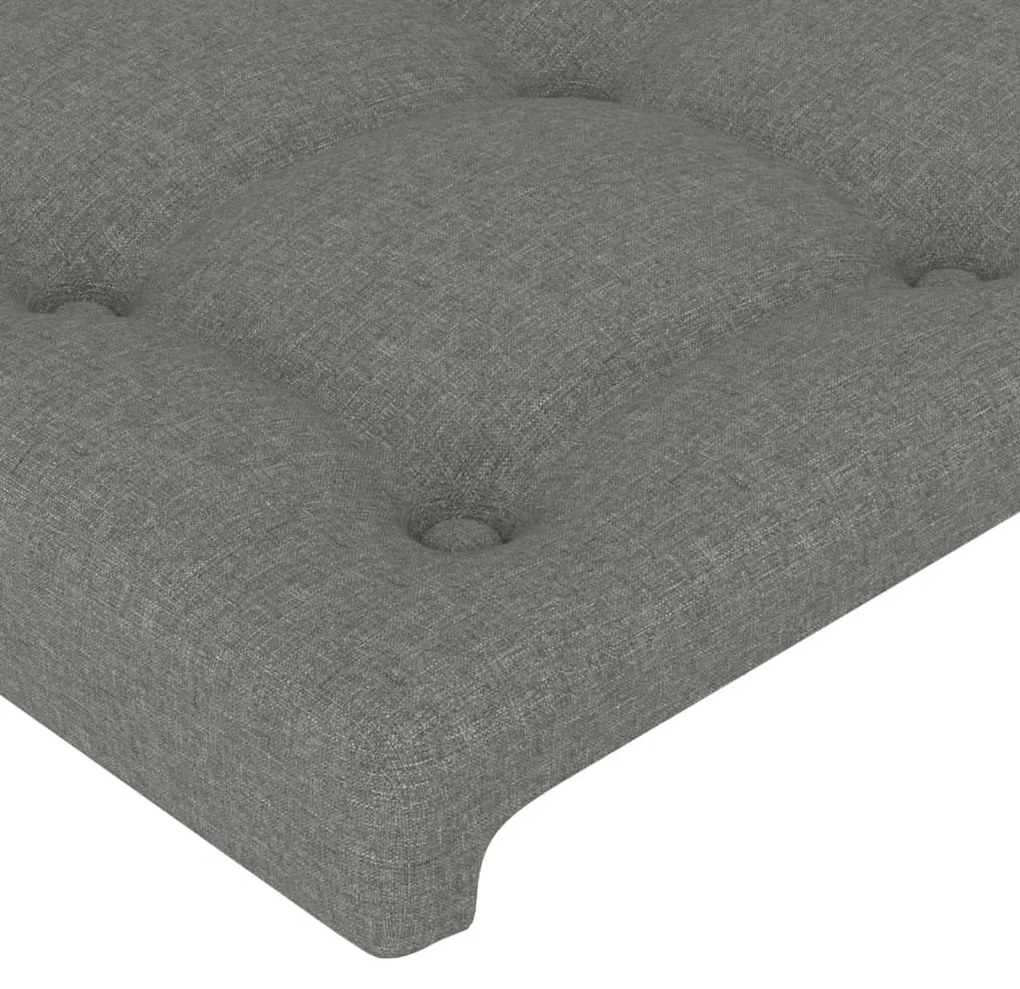 Tablie de pat cu LED, gri inchis, 203x16x118 128 cm, textil 1, Morke gra, 203 x 16 x 118 128 cm