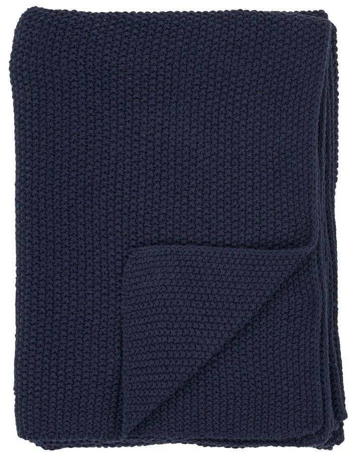 Pătură albastru-închis din bumbac reciclat 130x170 cm Santos – House Nordic