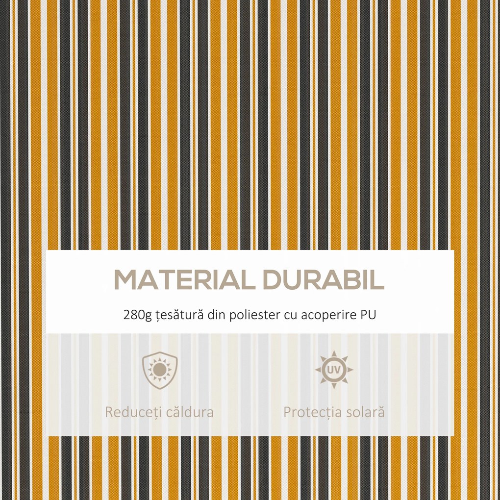 Outsunny Copertină Pliabilă pentru Exterior, Copertină Tip Roll-Up cu Deschidere Manivelă, 350x250 cm, Galben | Aosom Romania