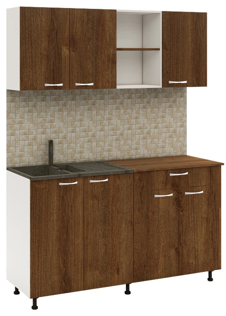 Bucatarie Roma, Stejar Bronz/Alb, L 160 cm