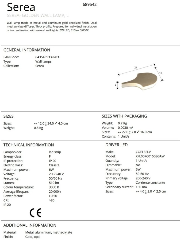 Aplica LED de perete design decorativ Serea L