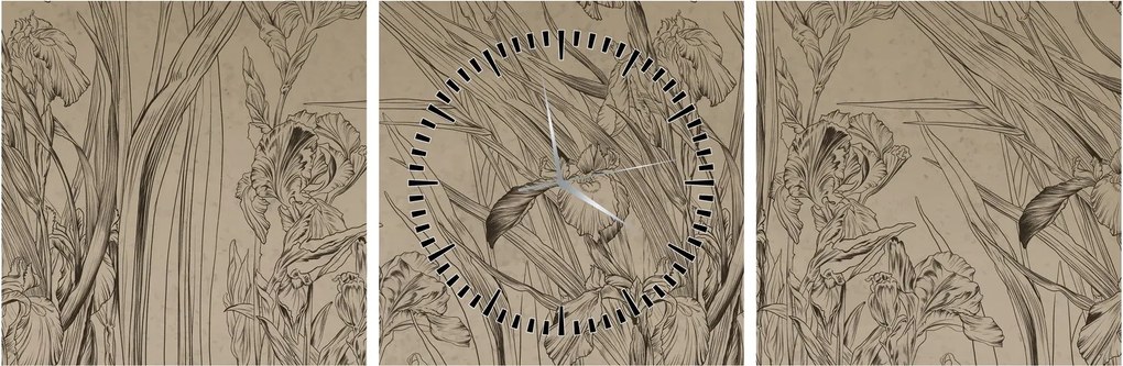 Tablou - Contururile plantelor (cu ceas) (90x30 cm)