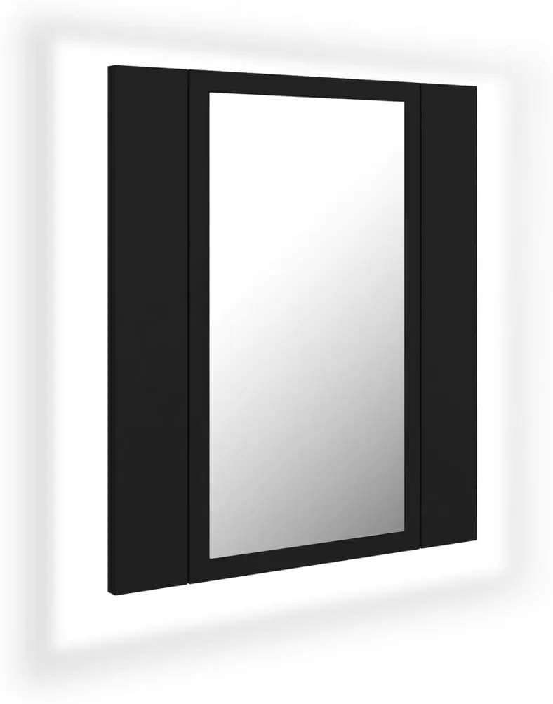 804949 vidaXL Dulap de baie cu oglindă & LED, negru, 40x12x45 cm, acril