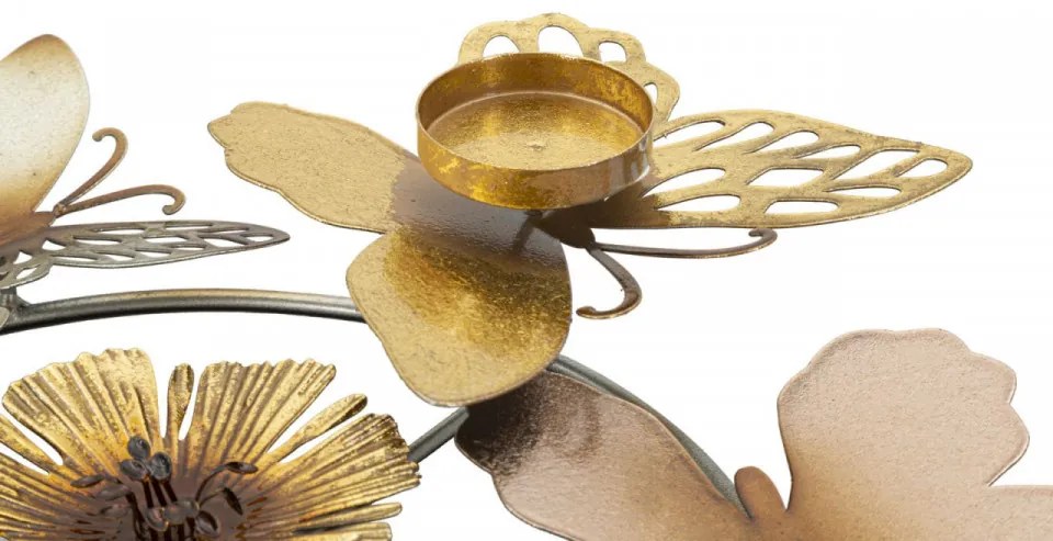 Decoratiune cu suport pentru lumanare multicolora din metal, 39x35,5x7 cm, Shine Mauro Ferretti