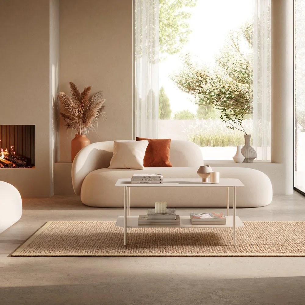 Măsuță de cafea crem din metal 58x90 cm Beatrix – MOME