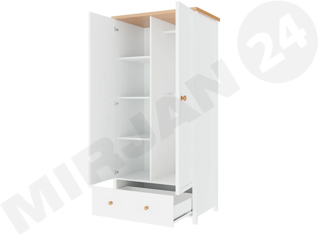 Dulap cu rafturi Keira KS (Alb + stejar nash). 1058476