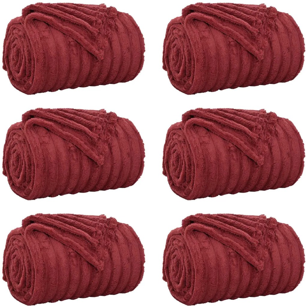 vidaXL Pături de aruncat 6 pcs Roșu Bordeaux 150 x 130 cm Molton