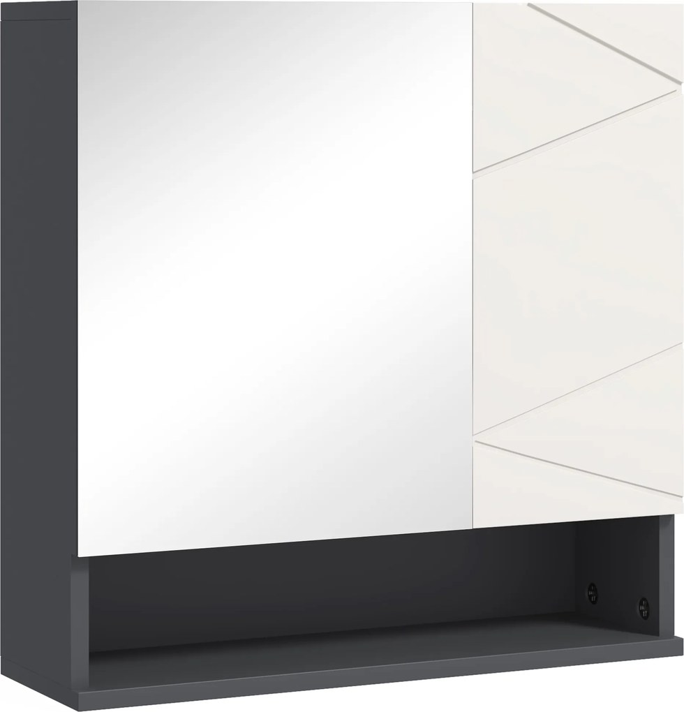 Dulap de Baie cu Oglinda, Dulap de Depozitare pentru Baie Montat pe Perete cu Rafturi Reglabil, Gri Deschis 55x17x55cm Kleankin | Aosom Romania