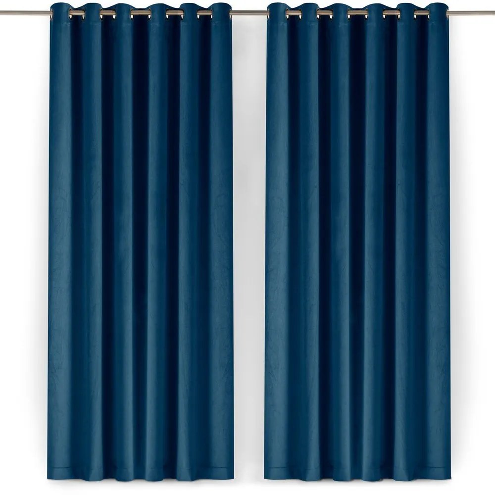 Draperie albastră dimout (semi-opacă) din catifea 530x300 cm Velto – Filumi