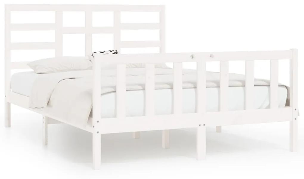 3107624 vidaXL Cadru de pat, alb, 160x200 cm, lemn masiv de pin
