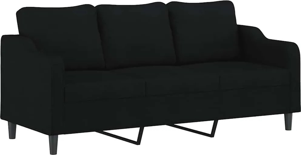 vidaXL Canapea cu 3 locuri, negru, 180 cm, material textil