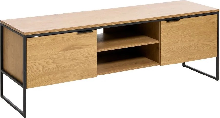 Comodă TV în culoare naturală cu aspect de lemn de stejar 155x55x45 cm Cesura – Unique Furniture
