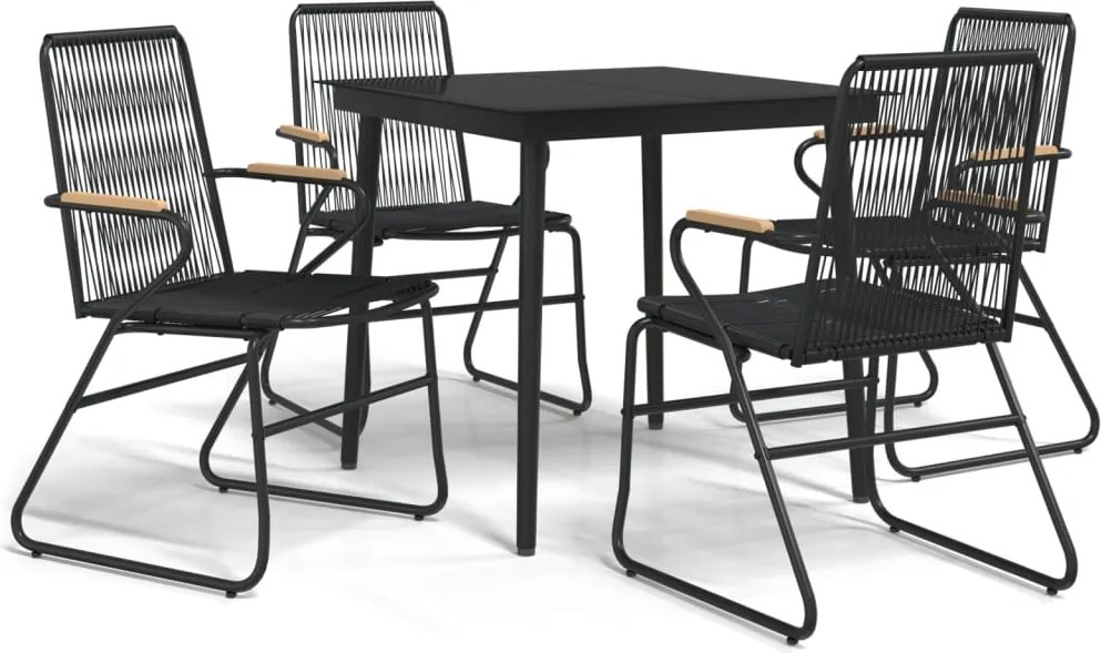 vidaXL Set mobilier de grădină, 5 piese, negru, ratan PVC