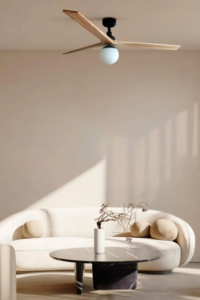 Lustra cu Ventilator aplicat tavan cu telecomanda KLIM L 150cm, negru/ pin