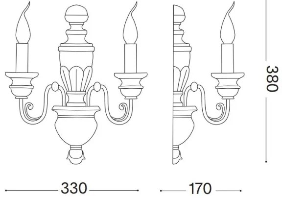 Lampă de perete Ideal Lux FIRENZE 2xE14/40W/230V alb/auriu