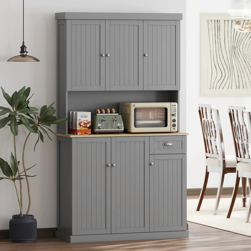 HOMCOM Dulap de Bucătărie cu Spațiu de Depozitare, 71" Alb | Aosom Romania