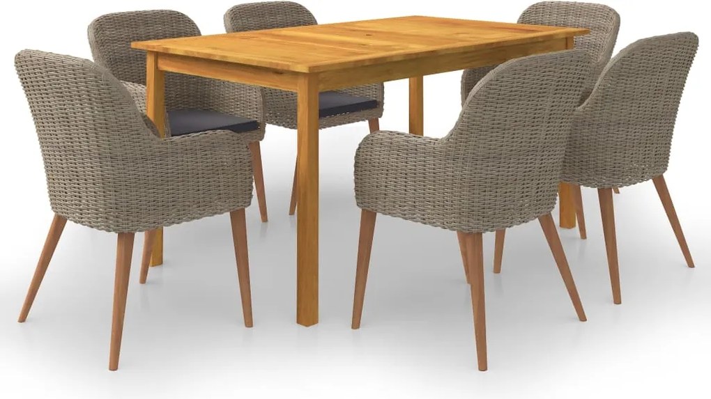vidaXL Set mobilier de grădină, 7 piese, maro