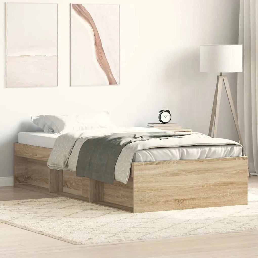 vidaXL Cadru pat, stejar sonoma, 90x190 cm