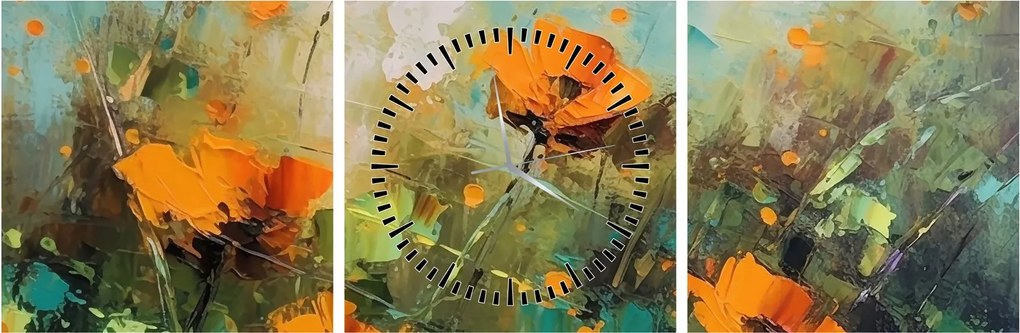 Tablou - Flori (cu ceas) (90x30 cm)