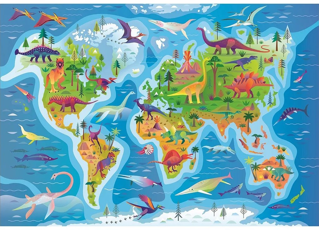 Dinozaur Map Puzzle Clementoni, 180 de piese
