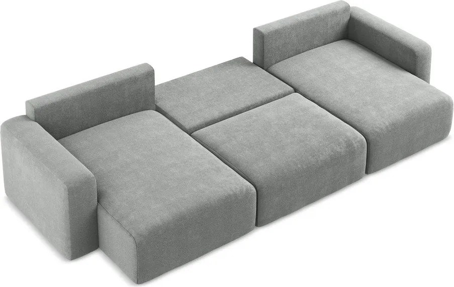 Colțar gri extensibil/cu spațiu de depozitare cu tapițerie din chenille (în formă de "U") Kona – Makamii