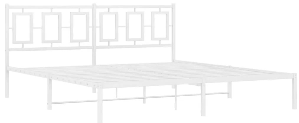 374294 vidaXL Cadru de pat metalic cu tăblie, alb, 180x200 cm