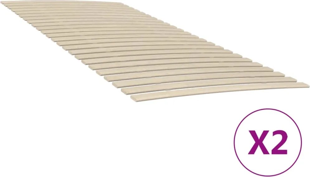 vidaXL Somieră de pat cu 48 de șipci, 2 buc., 100x200 cm