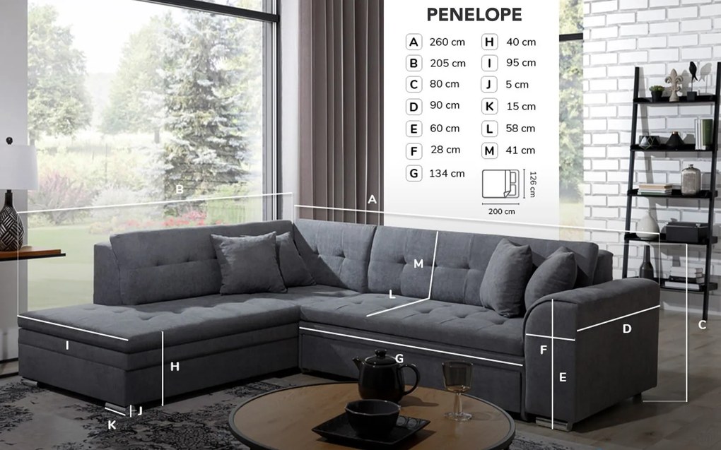 Colțar lemn masiv Extensibil Penelope 260x205cm Personalizabil - Poco 03, Dreapta