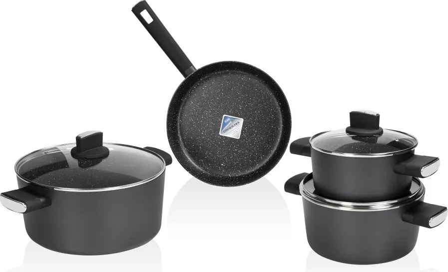 Set de oale Zilan ZLN0959 Negru, cu 7 piese, invelis din marmura si manere fine la atingere