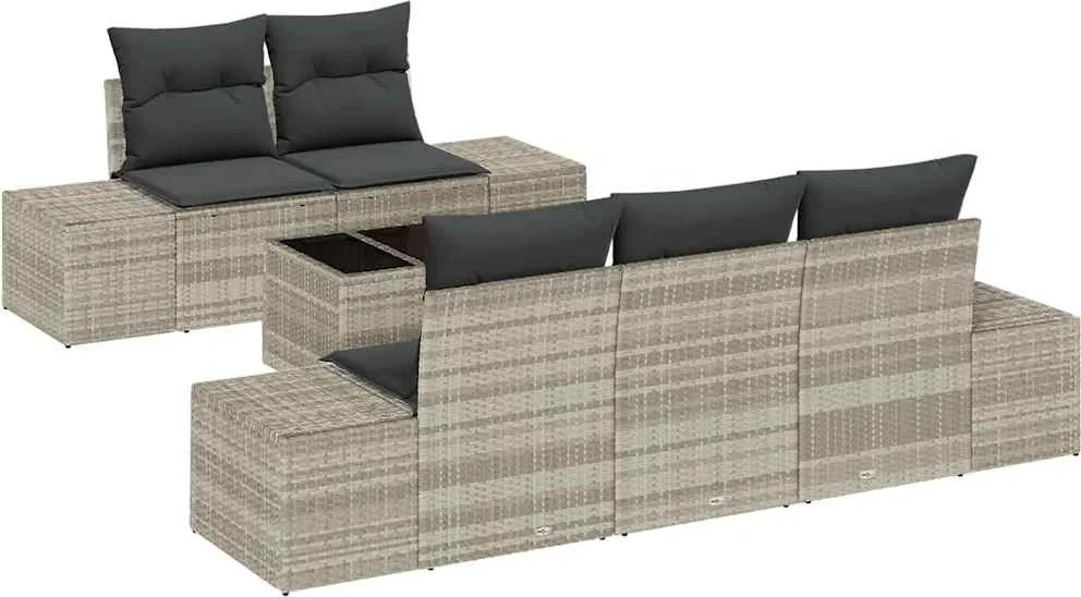 vidaXL Set de canapele pentru grădină 6 pcs Gri deschis poliratan