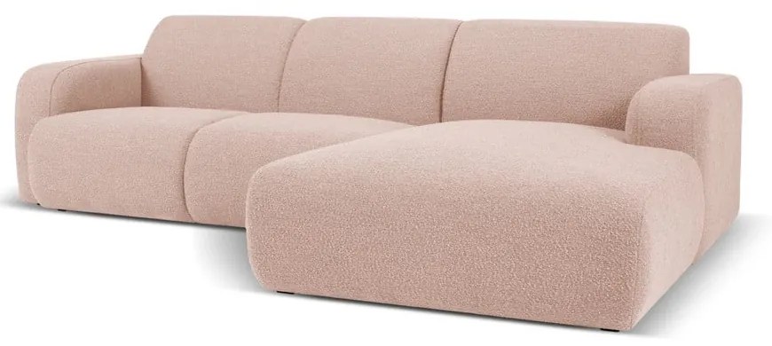 Colțar roz cu tapițerie din stofă bouclé (colț dreapta) Molino – Micadoni Home