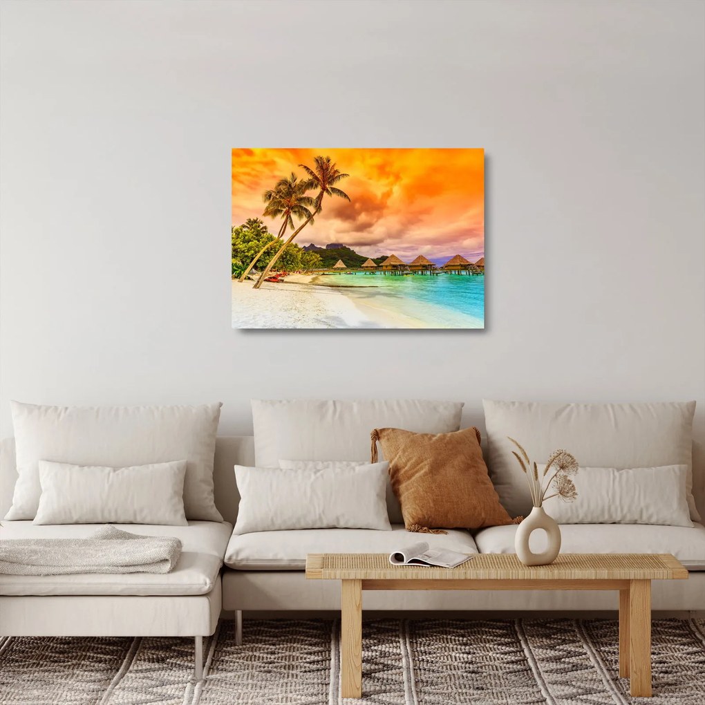 Tablou pe sticlă - Insula Bora Bora (70x50 cm)