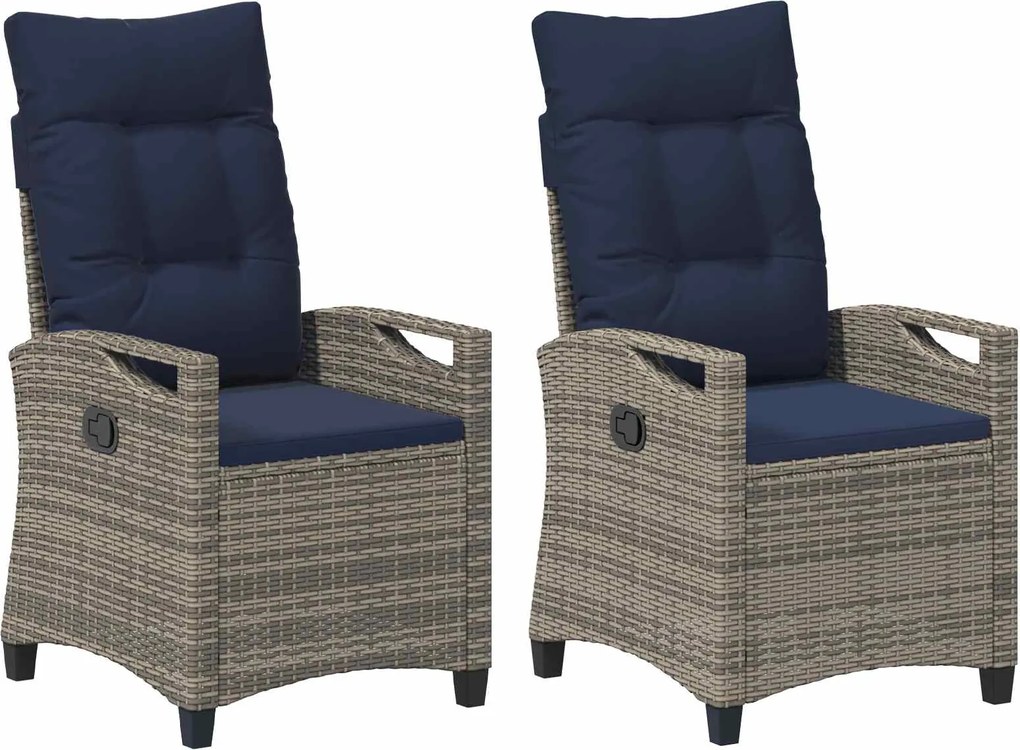 vidaXL Scaun pentru Grădină 2 pcs gri și bleumarin 56 x 60 x 112 cm