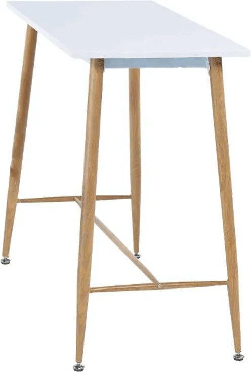Masă de bar, alb / fag, MDF / metal, 110x50 cm, DORTON