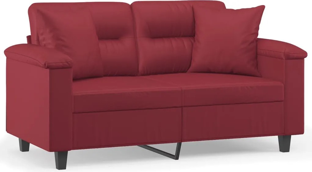 vidaXL Canapea cu 2 locuri cu pernuțe, roșu vin 120 cm piele ecologică