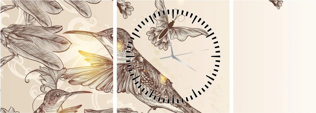 Tablou - Colibri (cu ceas) (90x30 cm)