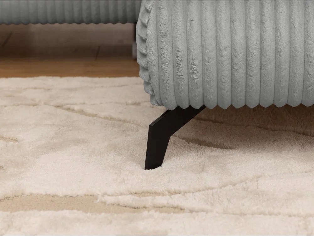 Colțar gri deschis cu tapițerie din catifea reiată (cu colț pe partea dreaptă/în formă de ”L”) Marbeya – Ropez