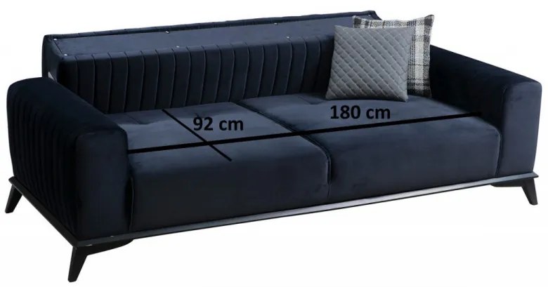 Canapea Extensibilă cu 3 Locuri Lisa, Albastru Marin