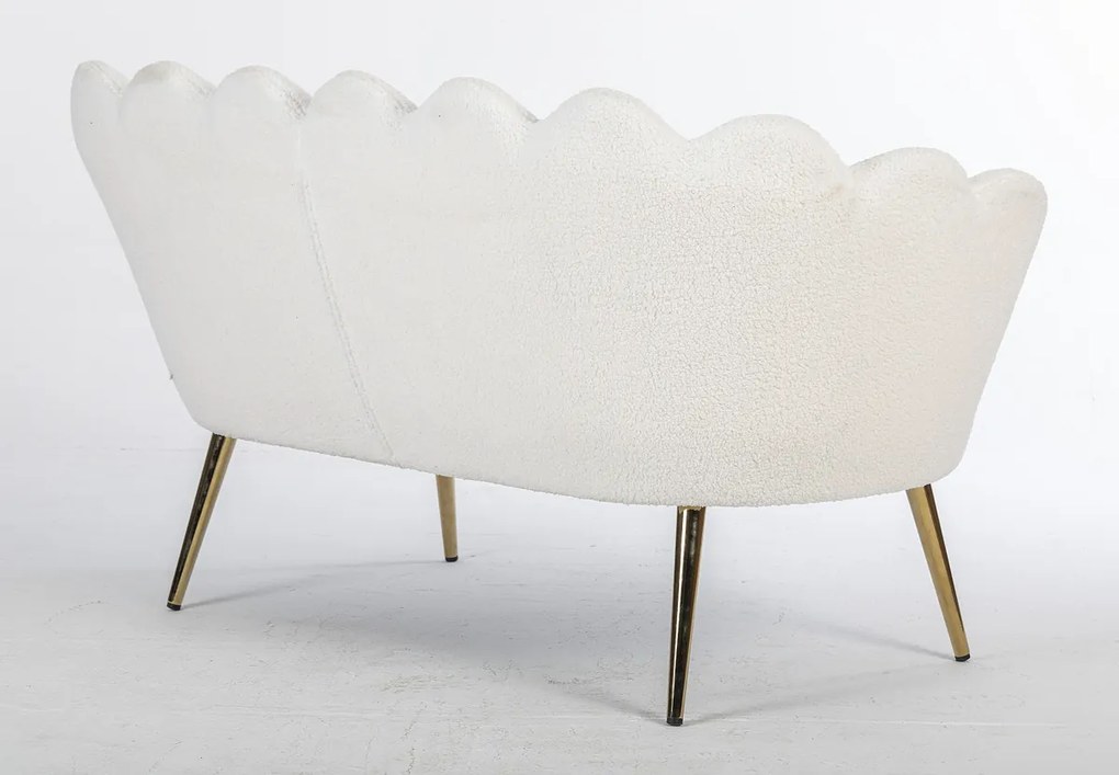 FREY Alb din Boucle cu Spătar cu Picioare Aurii