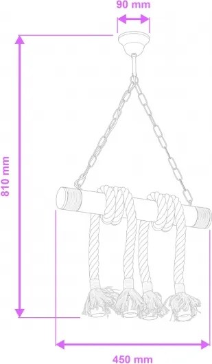 Lustră pe lanț Brilagi KOS 4xE27/60W/230V fag