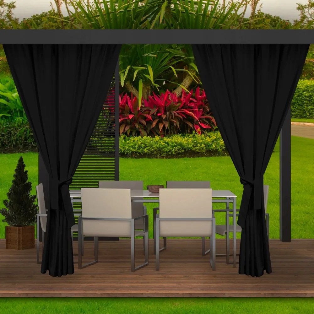 Perdele negre moderne, exterioare, pentru terasa din grădină Lăţime: 155 cm | Lungime: 220 cm