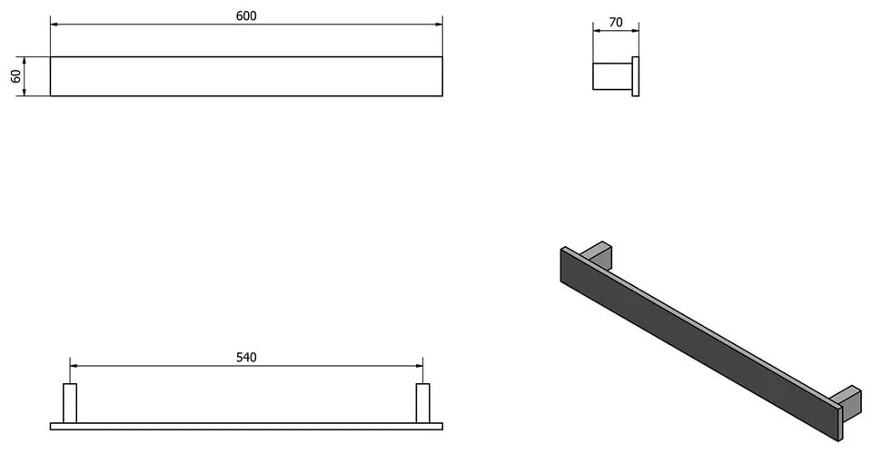 Suport pentru prosoape negru mat de montat pe perete Patron – Sapho