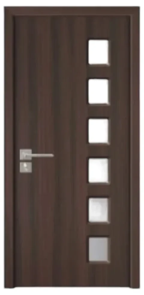 Usa Interior din MDF Novo Doors ND319, Cadru din Lemn Masiv, Geam Sablat, KIT COMPLET, Toc , Manere si balamale incluse (Culoare: Alb, Dimensiune: 80